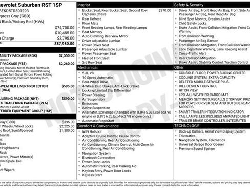 New 2026 Chevrolet Suburban RST w/ RST Capability Package AWD/4WD image 6