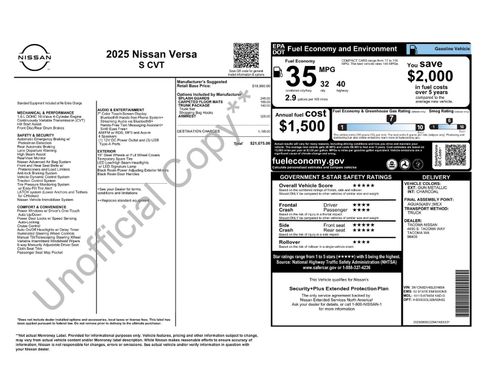 New 2025 Nissan Versa S w/ Trunk Package image 30