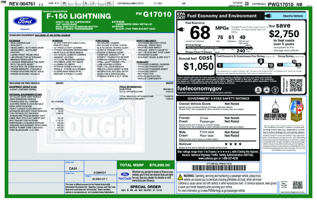 Used 2023 Ford F150 Lightning Lariat w/ Tow Technology Package AWD/4WD image 1