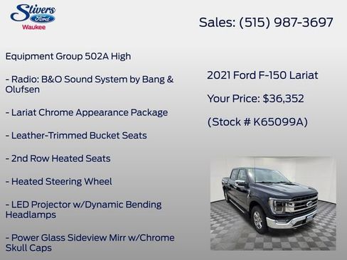 Used 2021 Ford F150 Lariat w/ Equipment Group 502A High AWD/4WD image 16