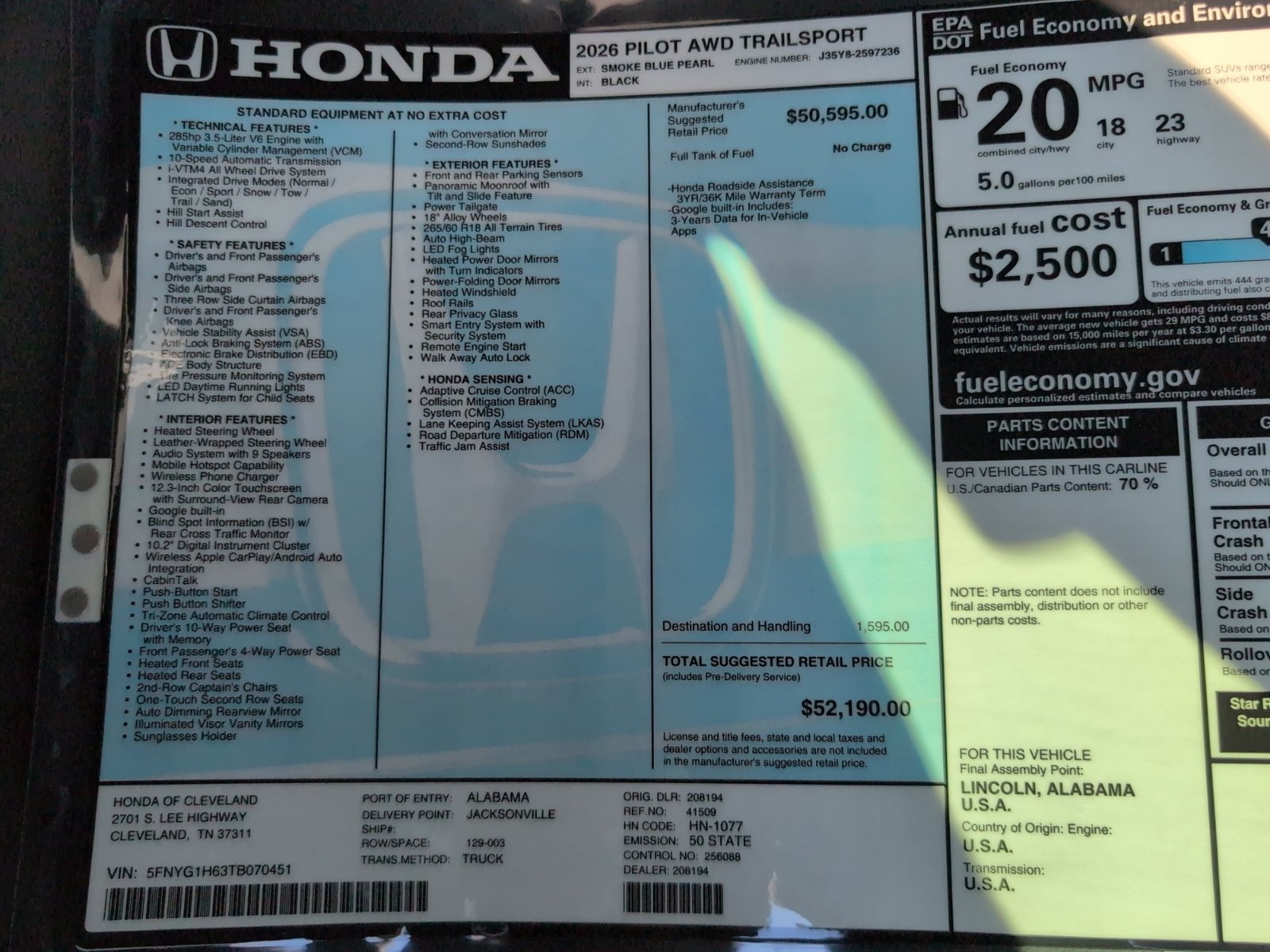 New 2026 Honda Pilot TrailSport image 16