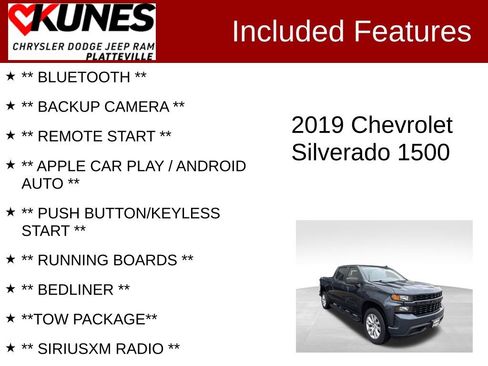 Used 2019 Chevrolet Silverado 1500 Custom w/ Custom Value Package AWD/4WD image 2
