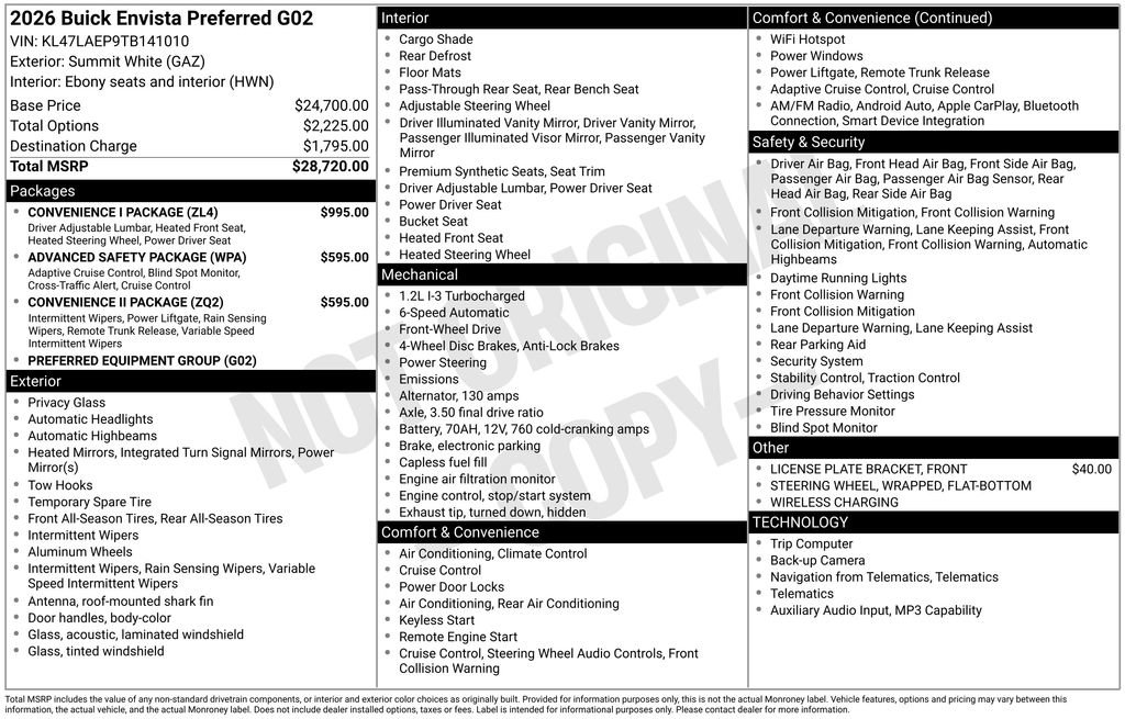 New 2026 Buick Envista Preferred w/ Convenience I Package FWD image 37