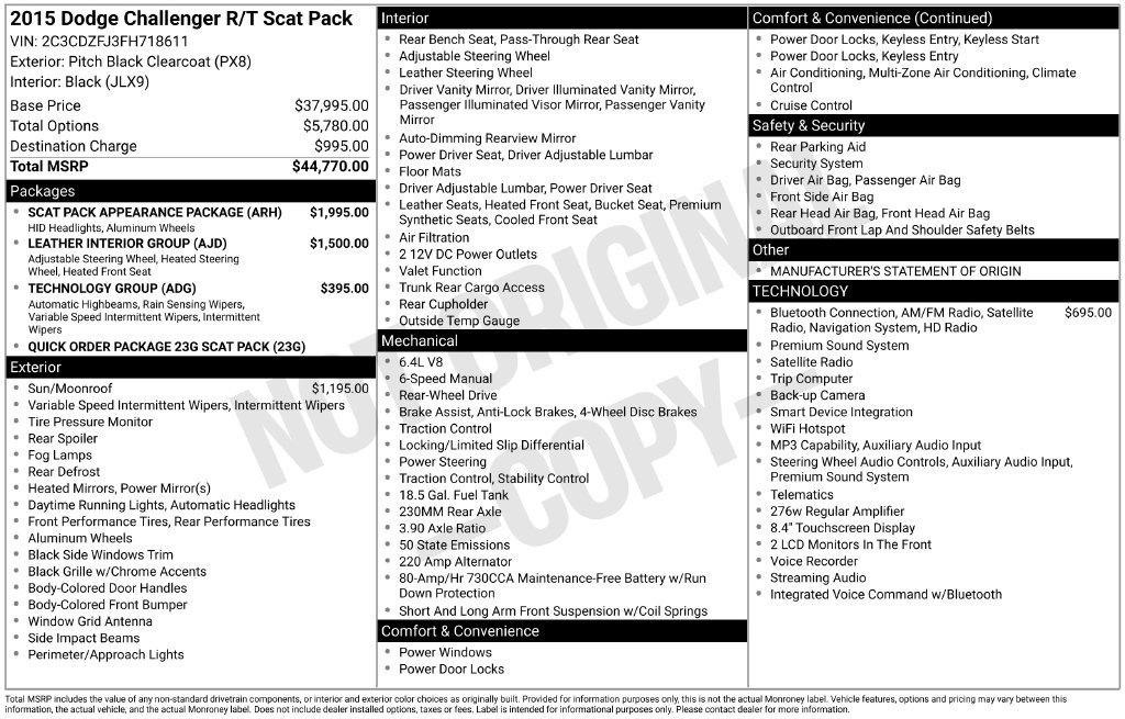 Used 2015 Dodge Challenger R/T Scat Pack w/ Scat Pack Appearance Package RWD image 7