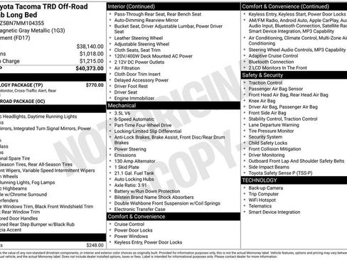 Used 2021 Toyota Tacoma TRD Off-Road w/ Technology Package AWD/4WD image 2