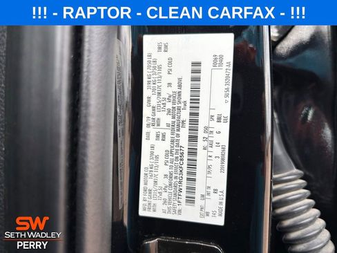 Used 2019 Ford F150 Raptor w/ Equipment Group 802A Luxury image 25