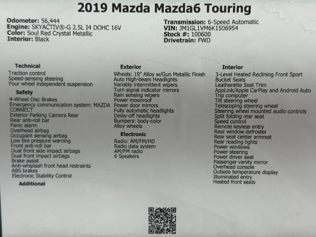 Used 2019 MAZDA MAZDA6 Touring FWD image 49