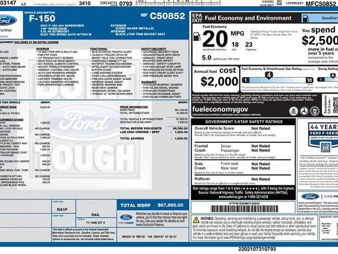 Used 2021 Ford F150 Lariat w/ Equipment Group 502A High AWD/4WD image 4