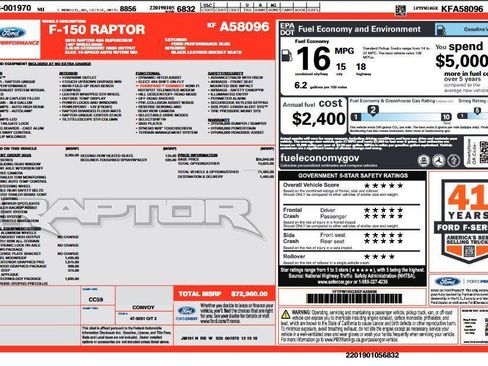 Used 2019 Ford F150 Raptor w/ Equipment Group 802A Luxury image 5