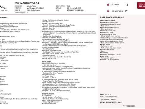 Used 2016 Jaguar F-TYPE S image 7