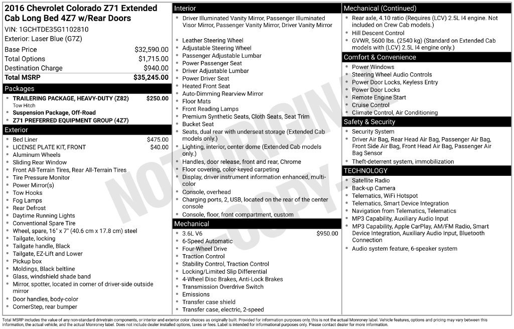 Used 2016 Chevrolet Colorado Z71 AWD/4WD image 46