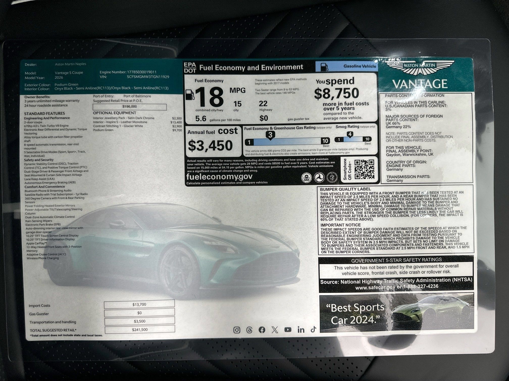 New 2026 Aston Martin V8 Vantage S RWD image 25