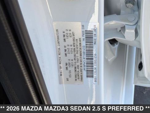 New 2026 MAZDA MAZDA3 2.5 S Sedan w/ Preferred Pkg FWD image 15