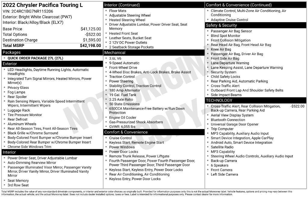 Used 2022 Chrysler Pacifica Touring-L FWD image 38