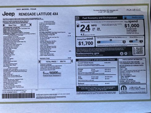 Used 2021 Jeep Renegade Latitude w/ Convenience Group image 72