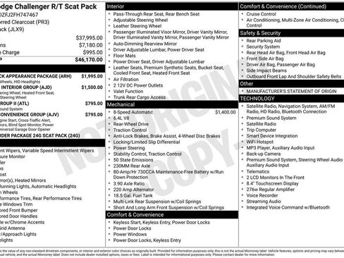 Used 2015 Dodge Challenger R/T Scat Pack w/ Scat Pack Appearance Package RWD image 2