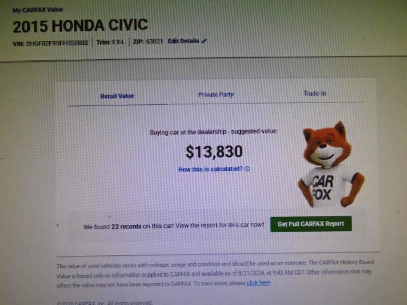 Used 2015 Honda Civic EX-L image 9