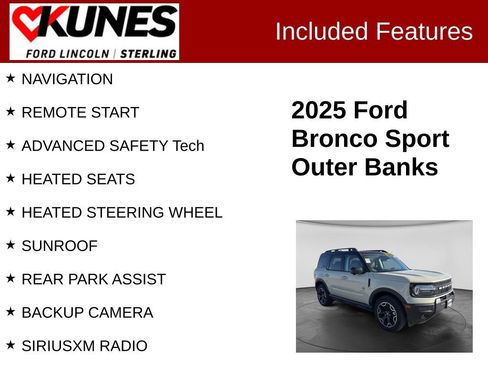 Used 2025 Ford Bronco Sport Outer Banks w/ Outer Banks Tech Package+ AWD/4WD image 2