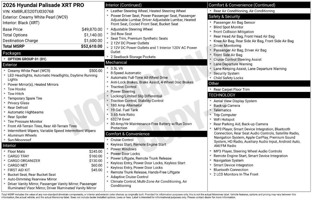 Certified 2026 Hyundai Palisade XRT Pro AWD/4WD image 44