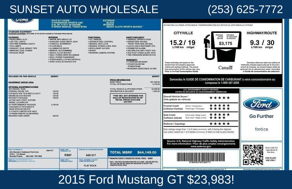 Used 2015 Ford Mustang GT w/ GT Performance Package RWD image 34