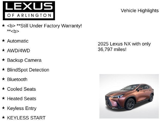 Certified 2025 Lexus NX 350h AWD w/ Rear Seat Package image 8
