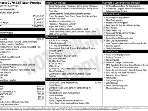 New 2026 Genesis GV70 2.5T Sport Prestige AWD/4WD image 3