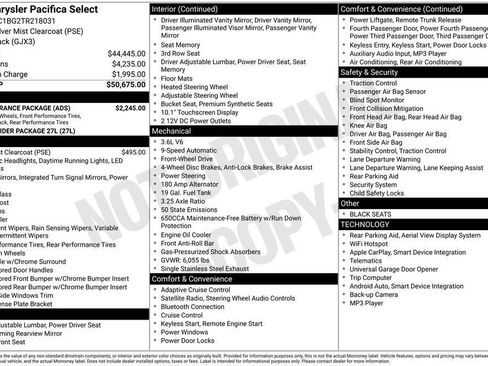 New 2026 Chrysler Pacifica Select w/ S Appearance Package FWD image 9