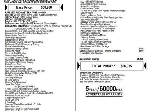 Used 2024 RAM ProMaster 2500 w/ Quick Order Package 22G SLT FWD image 1