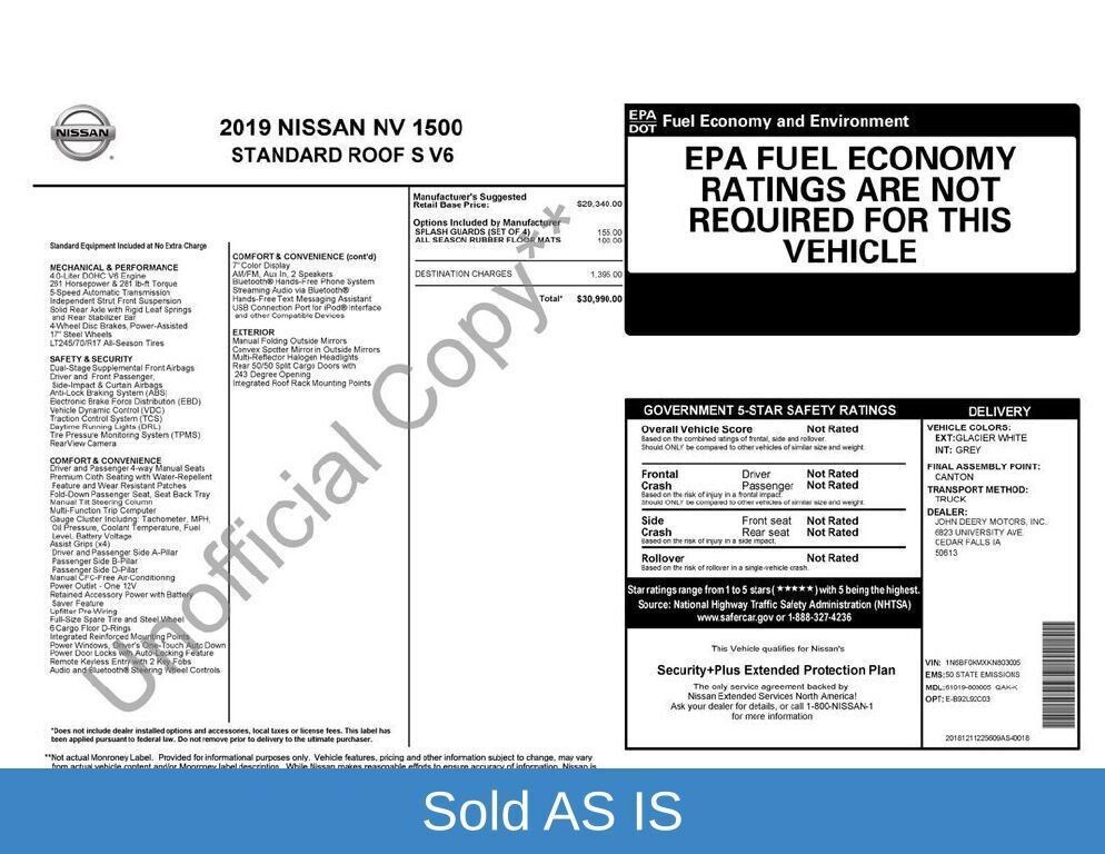 Used 2019 Nissan NV 1500 S RWD image 27