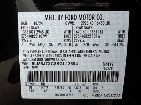 Used 2025 Lincoln Aviator Reserve w/ Jet Appearance Package image 35