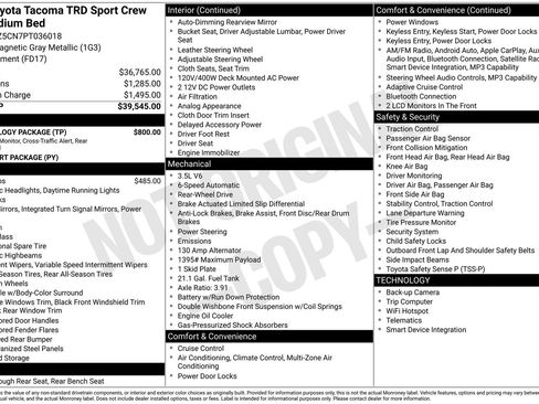 Used 2023 Toyota Tacoma TRD Sport w/ Technology Package RWD image 29
