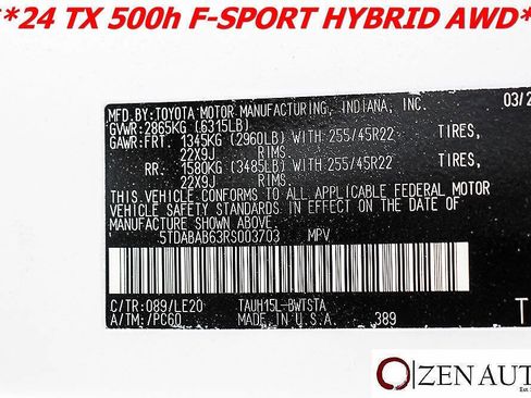 Used 2024 Lexus TX 500h AWD w/ Technology Package image 51