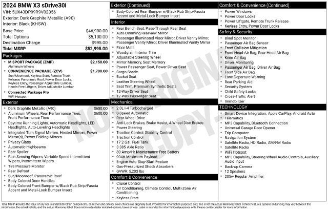 Used 2024 BMW X3 sDrive30i w/ M Sport Package RWD image 11