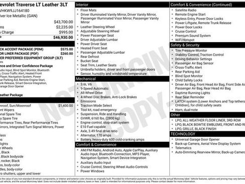 Used 2018 Chevrolet Traverse LT w/ LPO, Black Accent Package image 3