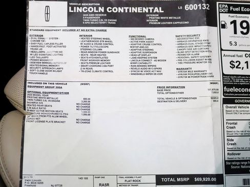 Used 2020 Lincoln Continental Reserve image 2