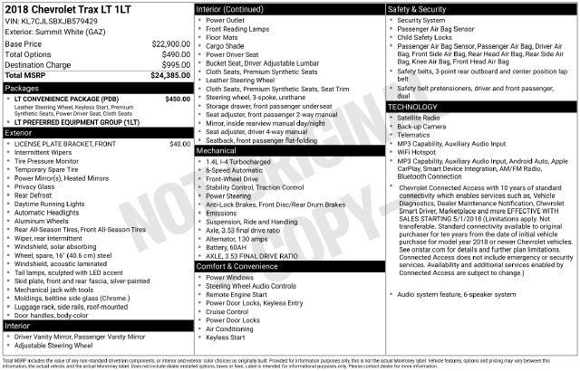 Used 2018 Chevrolet Trax LT w/ LT Convenience Package FWD image 31