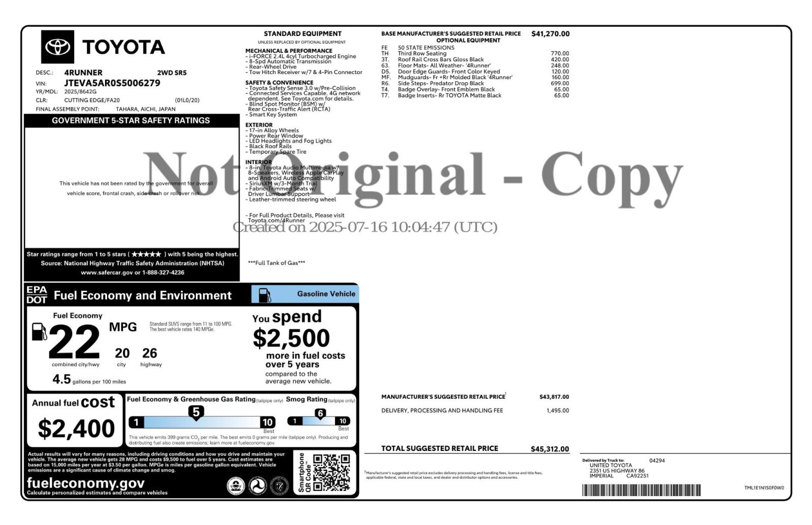 Used 2025 Toyota 4Runner SR5 RWD image 59