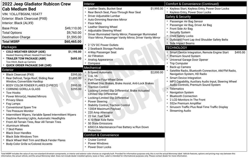 Certified 2022 Jeep Gladiator Rubicon w/ Cold Weather Group AWD/4WD image 41