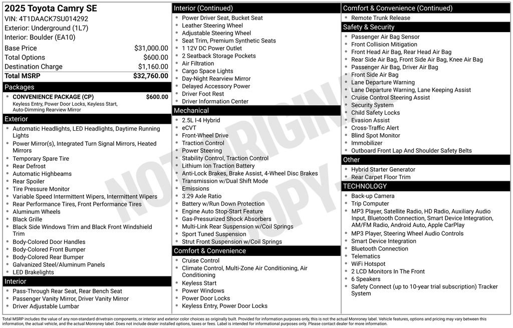Certified 2025 Toyota Camry SE w/ Convenience Package FWD image 29