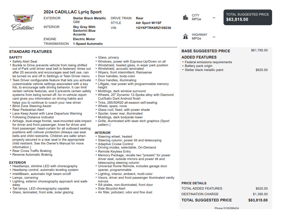 Used 2024 Cadillac Lyriq Sport RWD image 3
