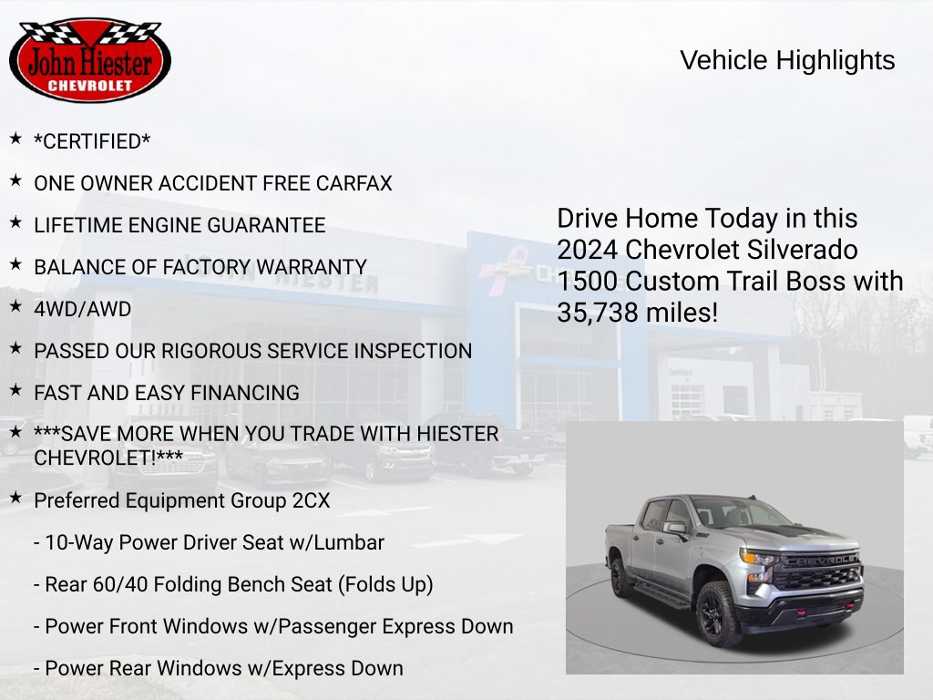 Certified 2024 Chevrolet Silverado 1500 Custom Trail Boss w/ LPO, Dark Essentials Package AWD/4WD image 6