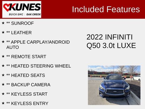 Used 2022 INFINITI Q50 Luxe w/ Cargo Package image 2
