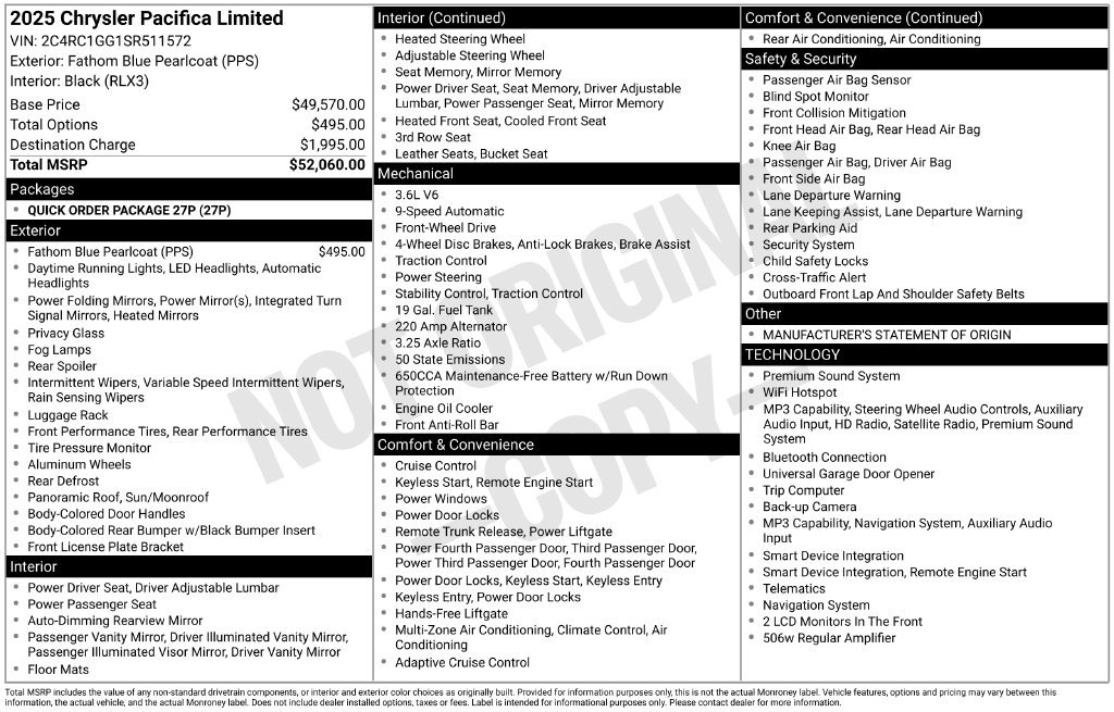 Used 2025 Chrysler Pacifica Limited FWD image 36