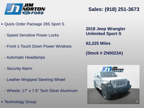 Used 2018 Jeep Wrangler Unlimited Sport S AWD/4WD image 15