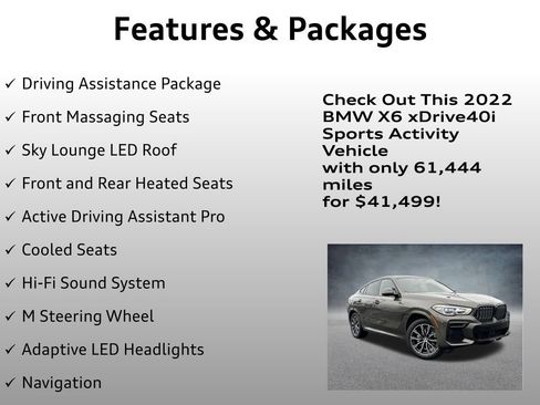 Used 2022 BMW X6 xDrive40i w/ Executive Package image 8