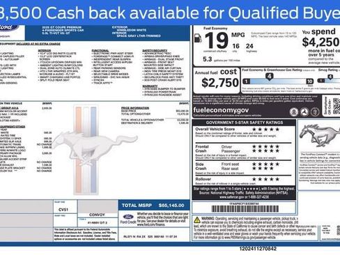 New 2025 Ford Mustang GT Premium w/ 60th Anniversary Package image 7