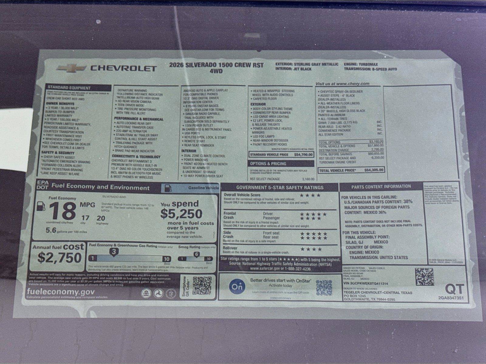 New 2026 Chevrolet Silverado 1500 RST w/ RST Select Package AWD/4WD image 20