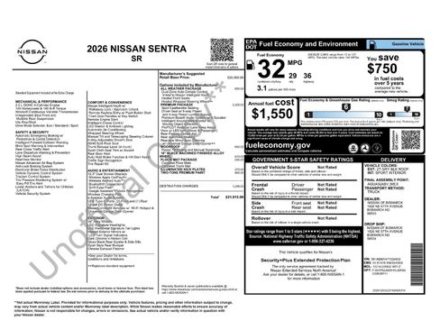 Used 2026 Nissan Sentra SR w/ SR Premium Package FWD image 3