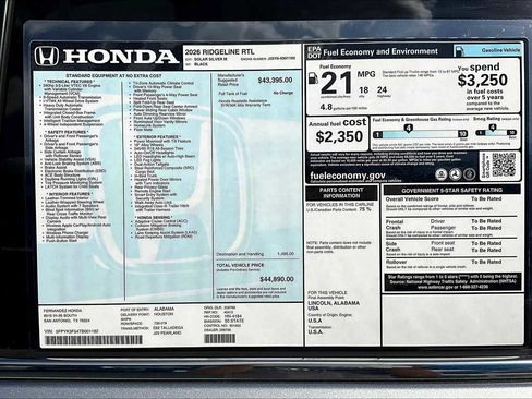 New 2026 Honda Ridgeline RTL image 19