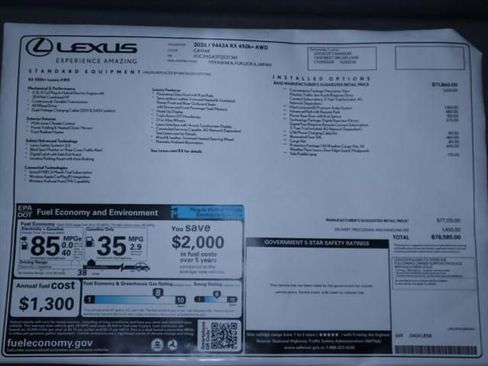 New 2026 Lexus RX 450h AWD image 9